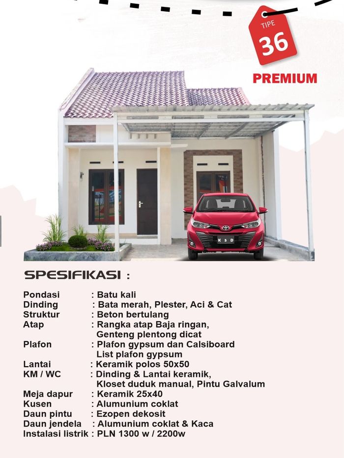 foto tampak rumah tipe 36 perumahan Kalimasada Residence Tahap 2