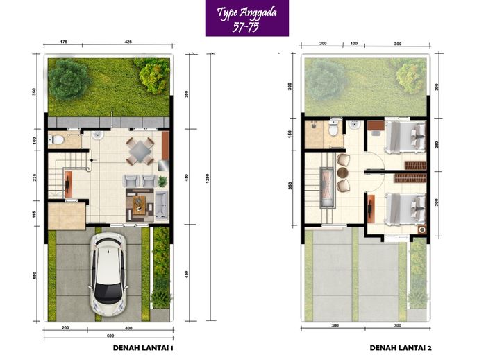 foto denah rumah tipe ANGGADA perumahan Permata Arcadia