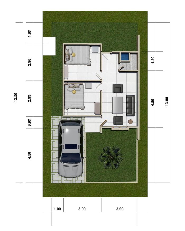 foto denah rumah tipe 36 perumahan Simpang Empat Residence