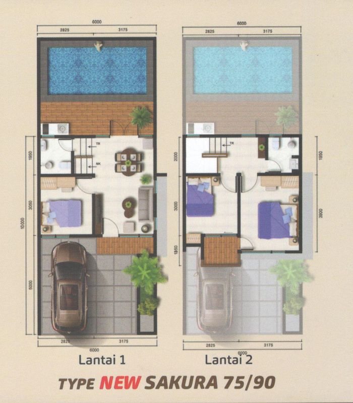 foto denah rumah tipe New Sakura perumahan Bogor Village