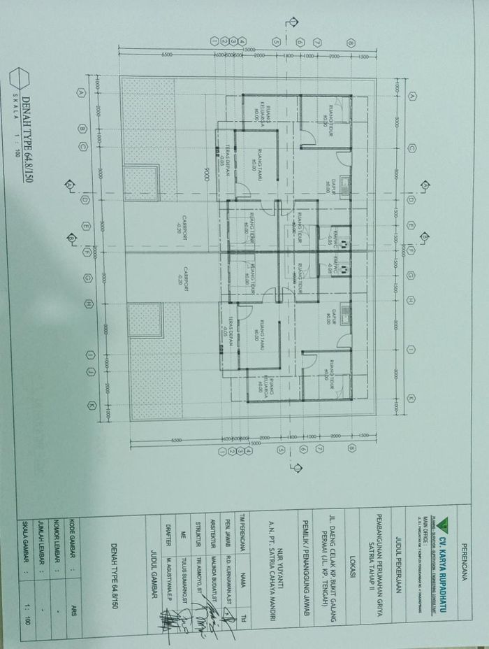 foto denah rumah tipe KOMERSIL 64 perumahan PERUMAHAN GRIYA SATRIA TAHAP II