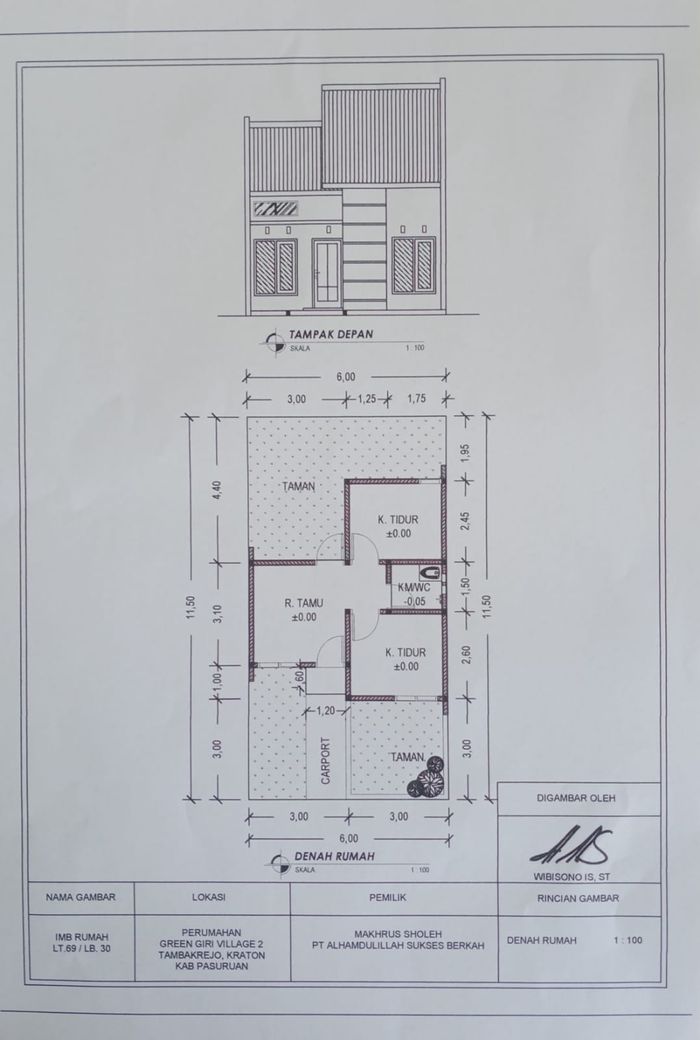 foto denah rumah tipe RUMAH 30 perumahan PERUMAHAN GRAHA MALANG INDAH