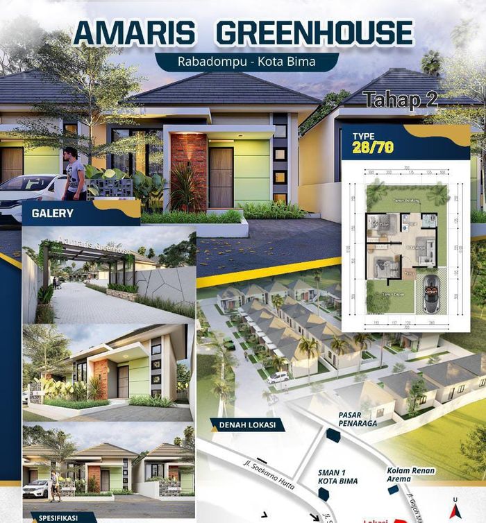 foto tampak rumah tipe 28/70 perumahan AMARIS GREENHOUSE TAHAP 2