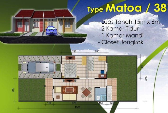 foto denah rumah tipe 38 perumahan Bukit Sowi Indah