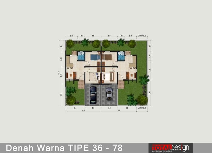 foto denah rumah tipe 36/78 perumahan DUKUH ZAMRUD