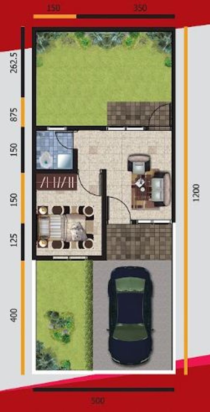 foto denah rumah tipe DAKOTA 364JT perumahan Mutiara Columbus