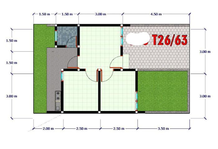 foto denah rumah tipe 26/63 perumahan Graha Sejahtera Tanjung