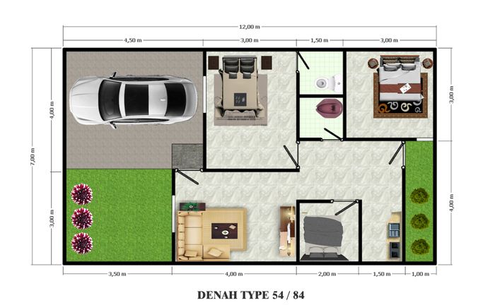foto denah rumah tipe 54 perumahan THE BANDARA RESIDENCE