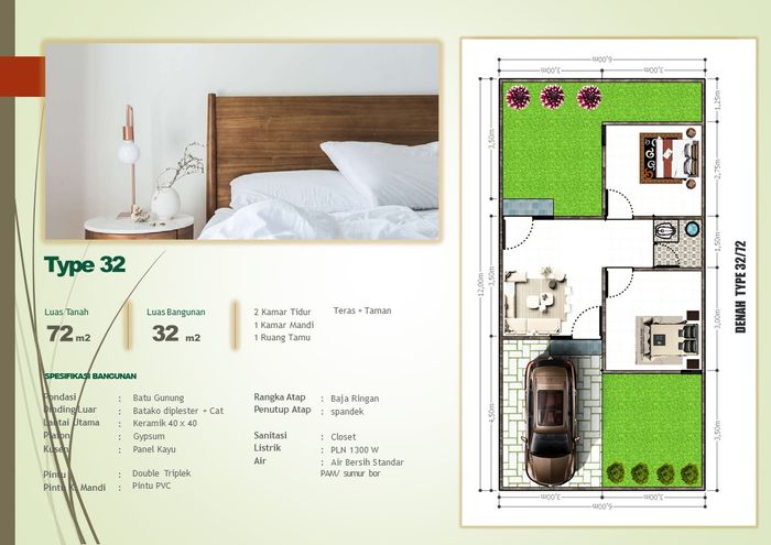 foto denah rumah tipe 22 perumahan THE BANDARA RESIDENCE