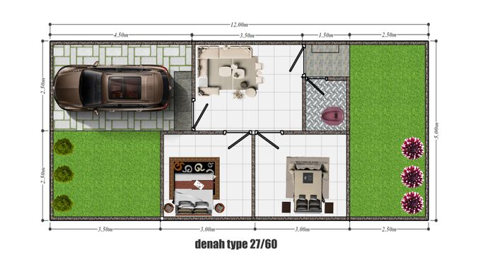 foto denah rumah tipe 27 perumahan THE BANDARA RESIDENCE