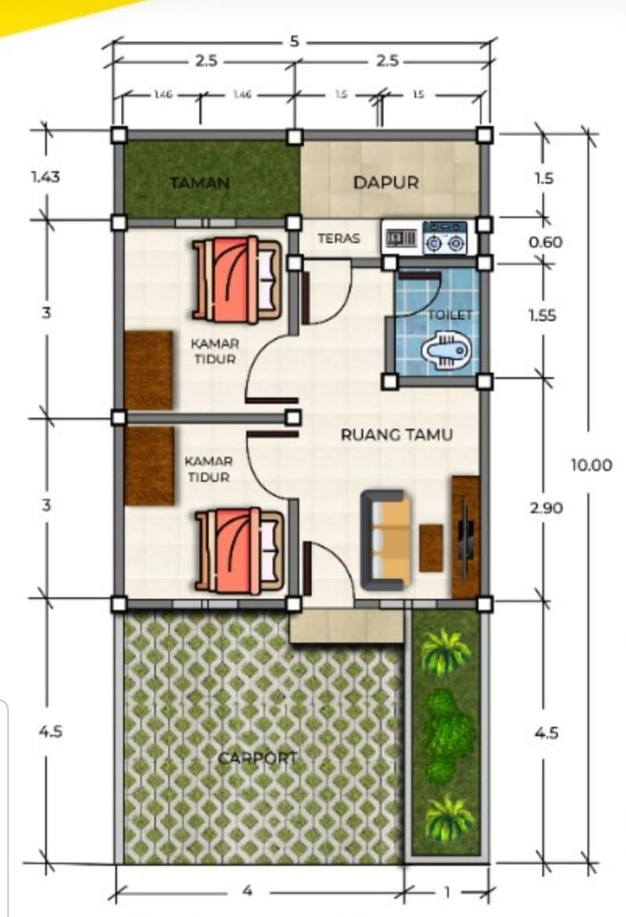 foto denah rumah tipe 30/60 perumahan GRAHA MULIA SHANTI