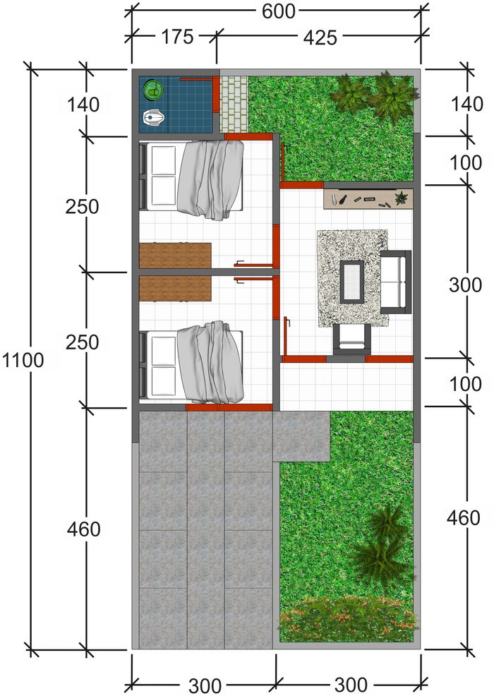 foto denah rumah tipe 30/72 perumahan VILLA KENCANA CLUSTER