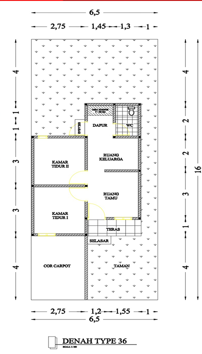 foto denah rumah tipe 36 perumahan VILLA BERLIAN 1