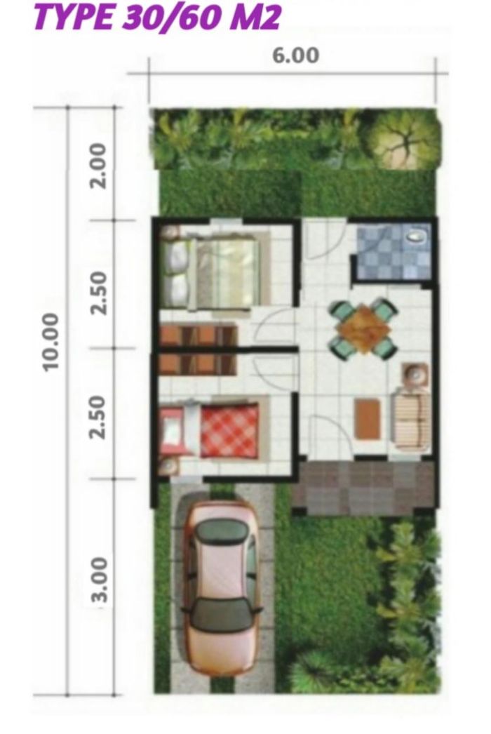 foto denah rumah tipe 30 perumahan HAMIMAH MUTIARA RESIDENCE