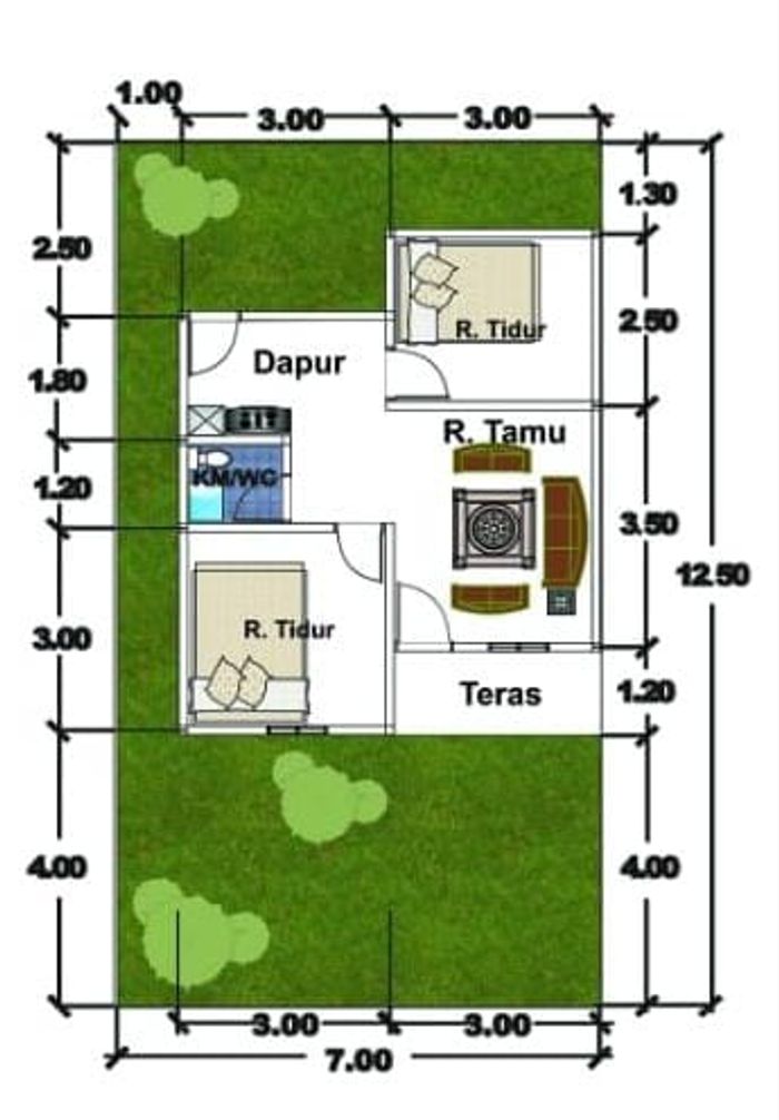 foto denah rumah tipe 36 perumahan Rorinata Residence Patumbak tahap 4