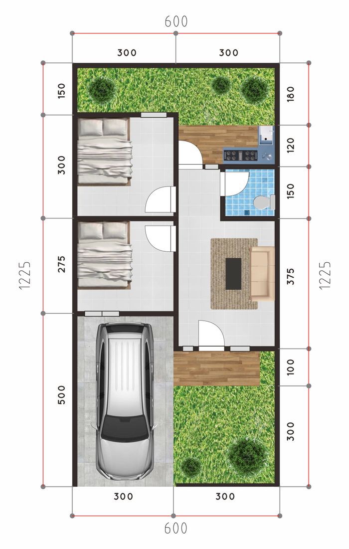 foto denah rumah tipe 36/73B perumahan Alana Regency Tambakcemandi Tahap 2 dan 3