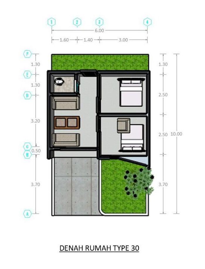 foto denah rumah tipe SUBSIDI 60m2 perumahan THE MARGOJOYO RESIDENCE