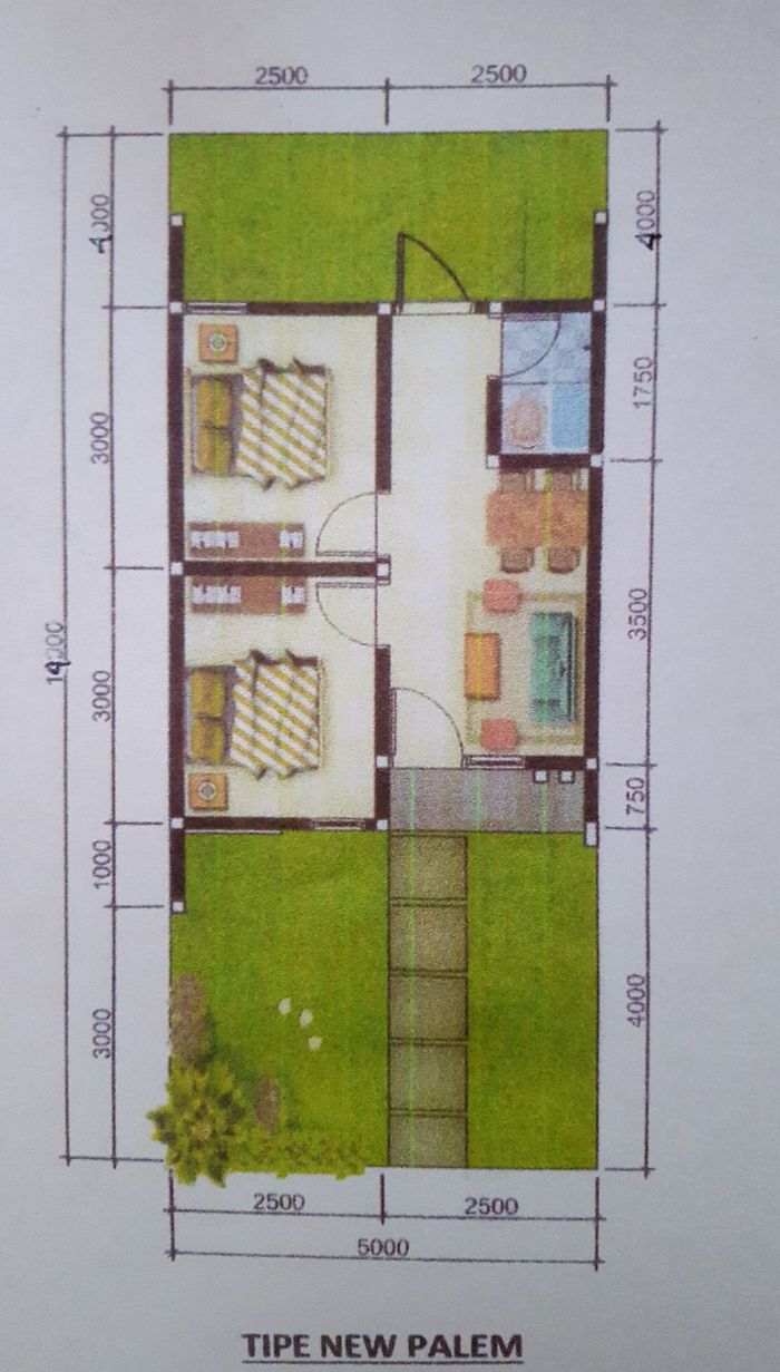 foto denah rumah tipe NEW PALEM 30/70 perumahan PERUMAHAN ALAM HIJAU TAHAP I