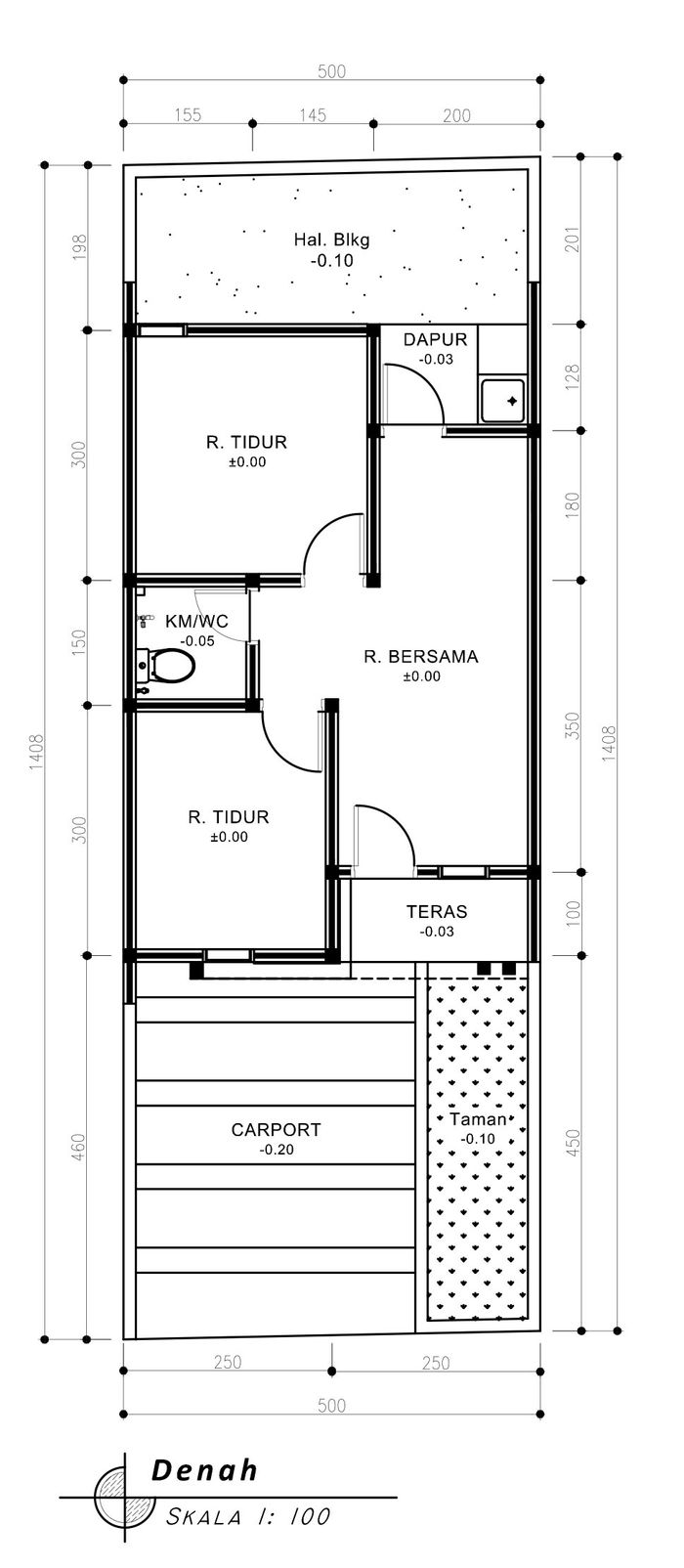 foto denah rumah tipe 36 Landed (373) perumahan Griya Pataruman Asri 3