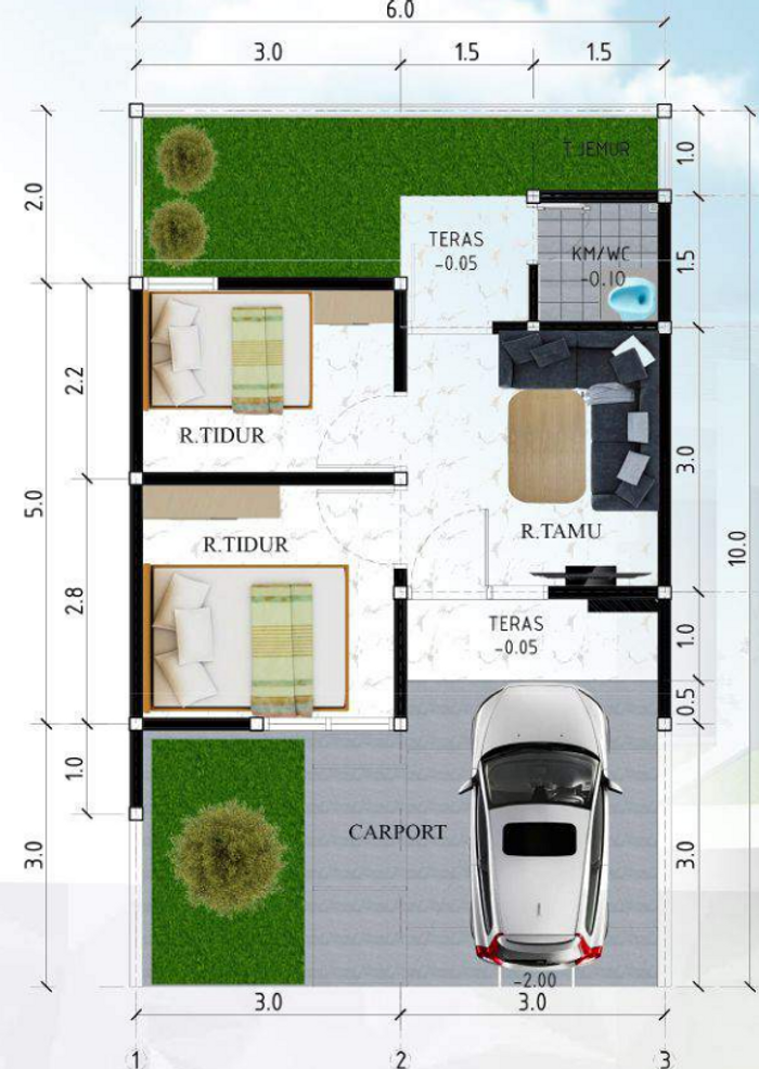 foto denah rumah tipe 29/60 perumahan KIERANA INDAH RESIDENCE 2