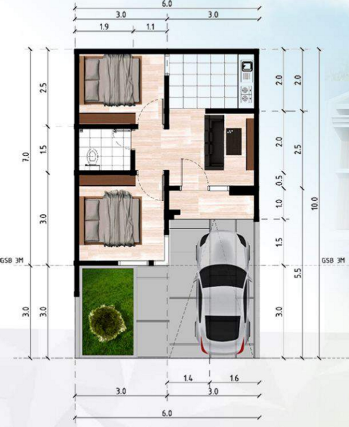 foto denah rumah tipe 36/60 perumahan KIERANA INDAH RESIDENCE 2