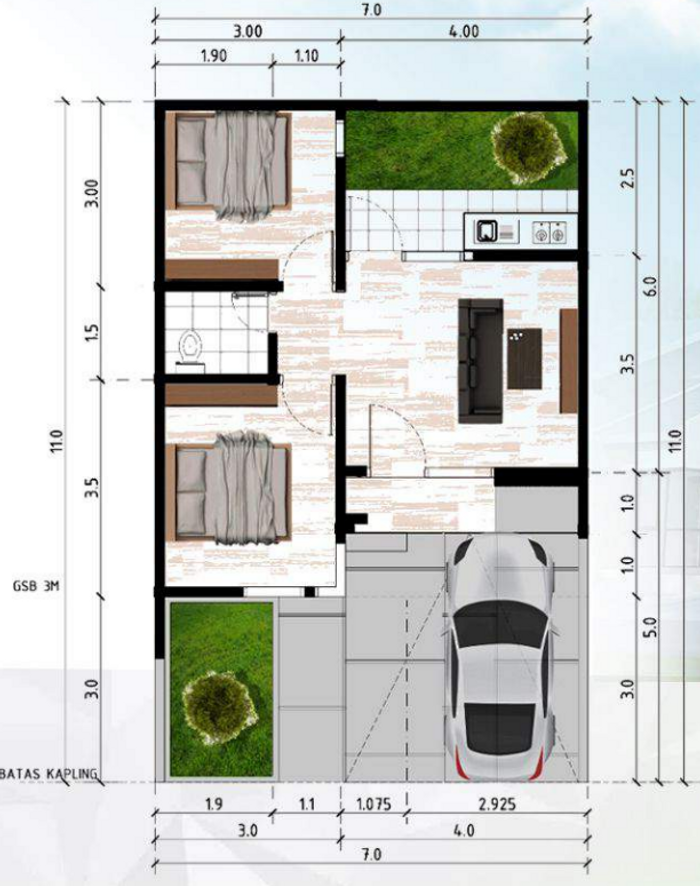 foto denah rumah tipe 41/77 perumahan KIERANA INDAH RESIDENCE 2