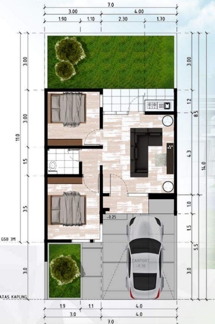 foto denah rumah tipe 45/98 perumahan KIERANA INDAH RESIDENCE 2