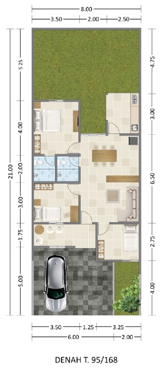 foto denah rumah tipe CENDANA 95/168 perumahan SEMARANG BIZPARK REGENCY (MADUKORO REGENCY)