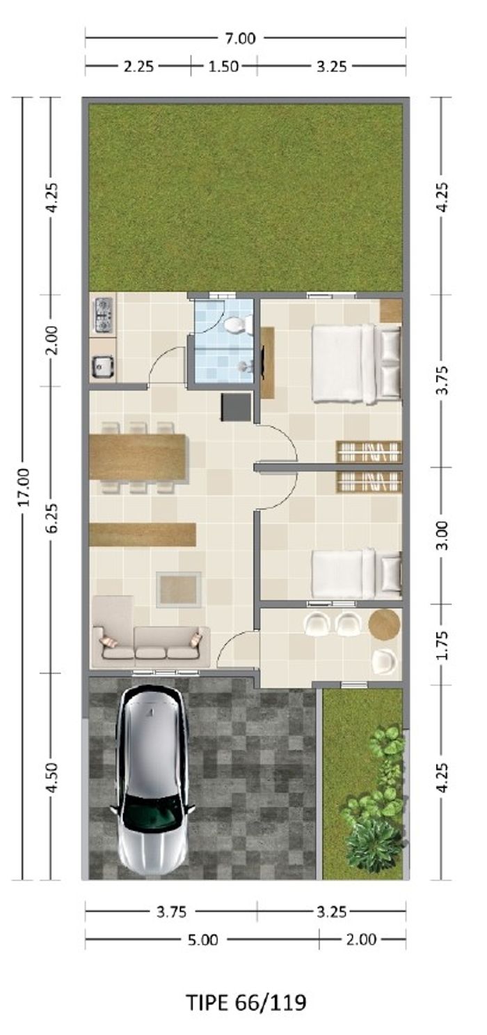 foto denah rumah tipe AKASIA 66/119 perumahan SEMARANG BIZPARK REGENCY (MADUKORO REGENCY)