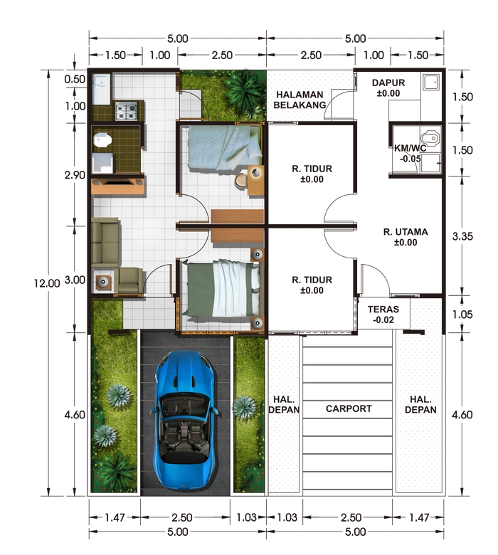 foto denah rumah tipe 31/60 216 perumahan Alam Sanggar Indah