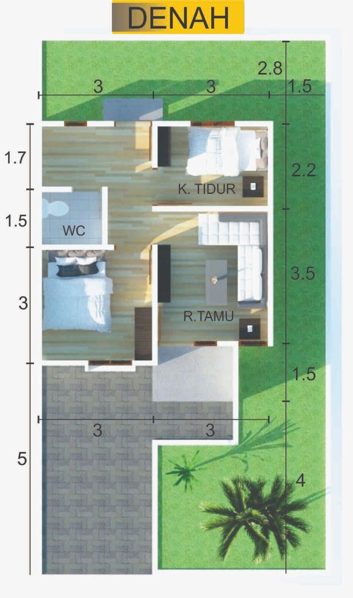 foto denah rumah tipe 36 perumahan PERMATA HIJAU RESIDENCE