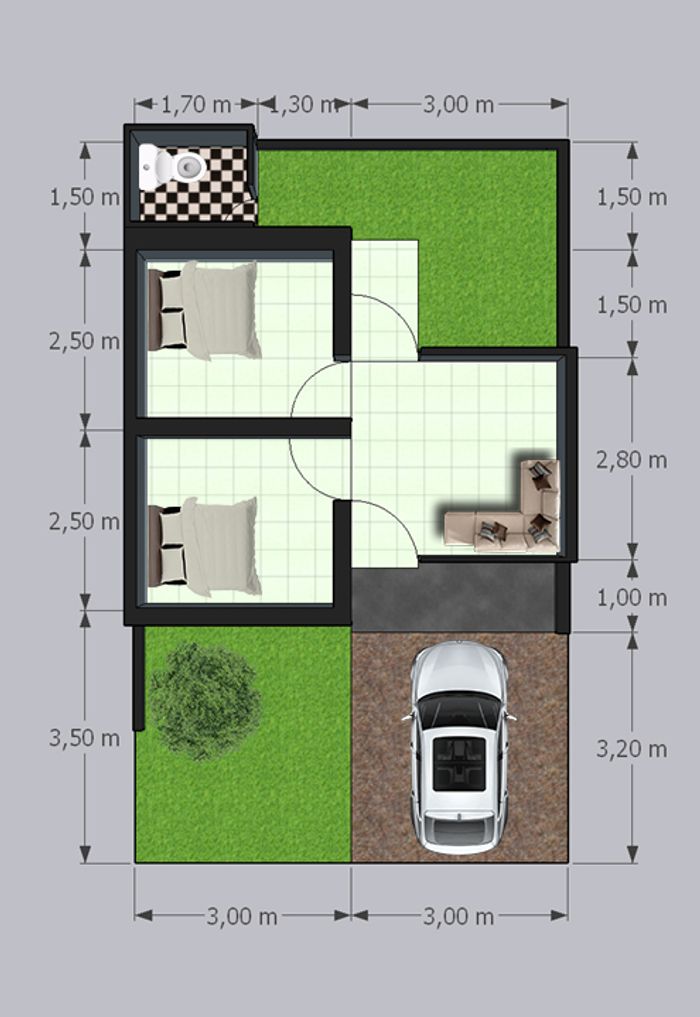 foto denah rumah tipe 30/60 perumahan Natureland Kiano1