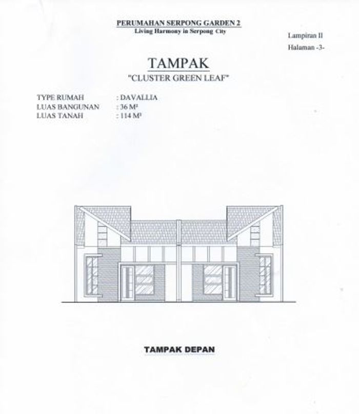 foto tampak rumah tipe DAVALLIA perumahan SERPONG GARDEN 2