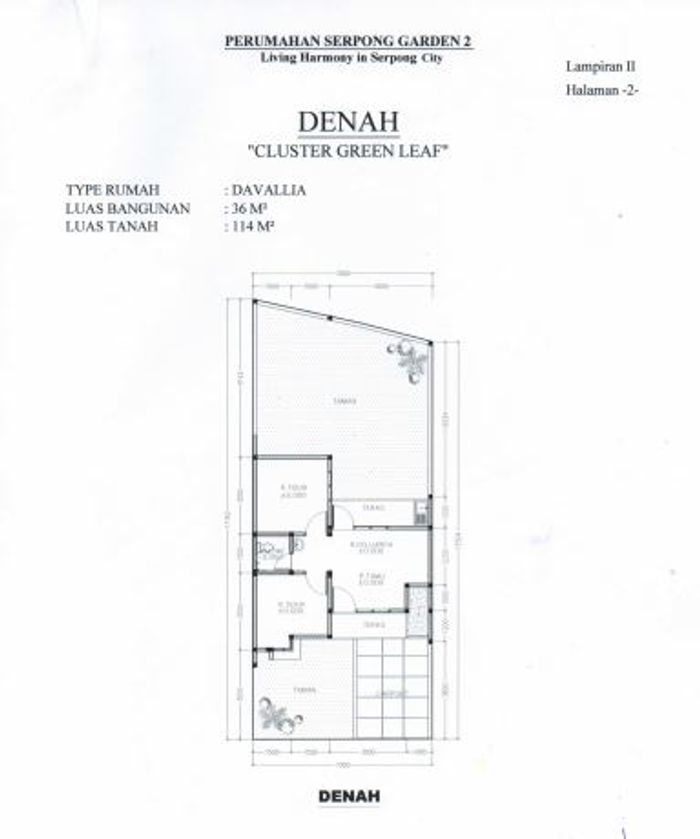 foto denah rumah tipe DAVALLIA perumahan SERPONG GARDEN 2