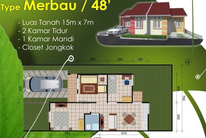 foto denah rumah tipe 48 perumahan Bukit Sowi Indah