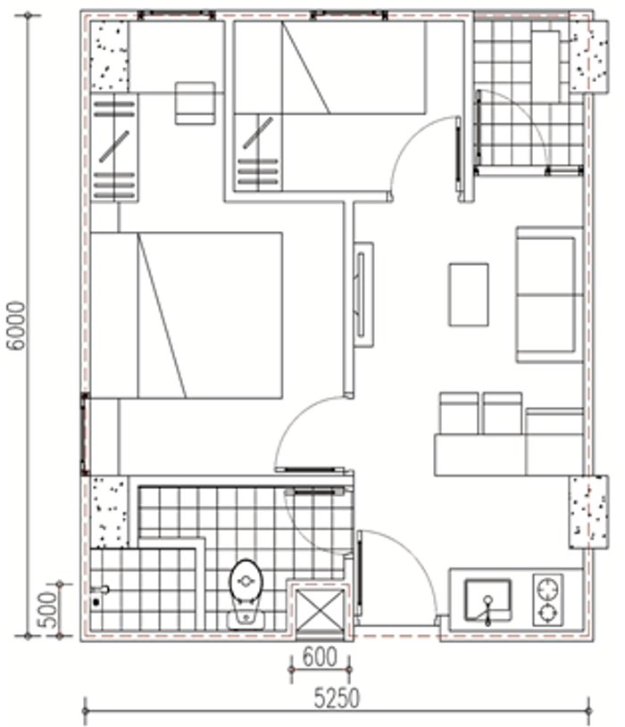 foto denah rumah tipe 2 BR C (B12-26) perumahan APARTEMEN EMERALD BINTARO