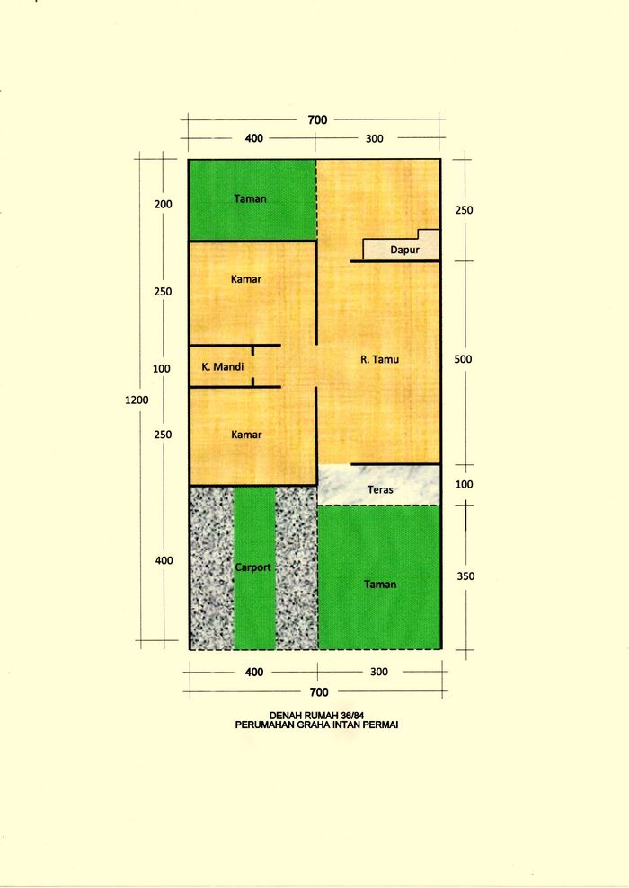 foto denah rumah tipe 36/84 perumahan GRAHA INTAN PERMAI
