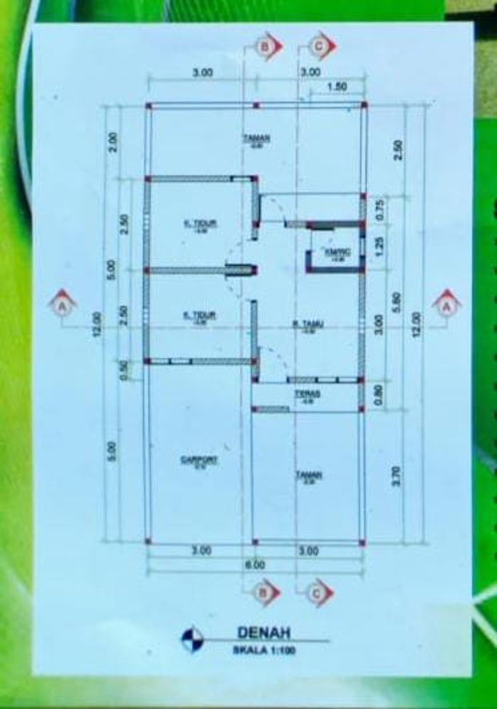 foto denah rumah tipe 30/70 perumahan ANUGRAH RESIDENCE
