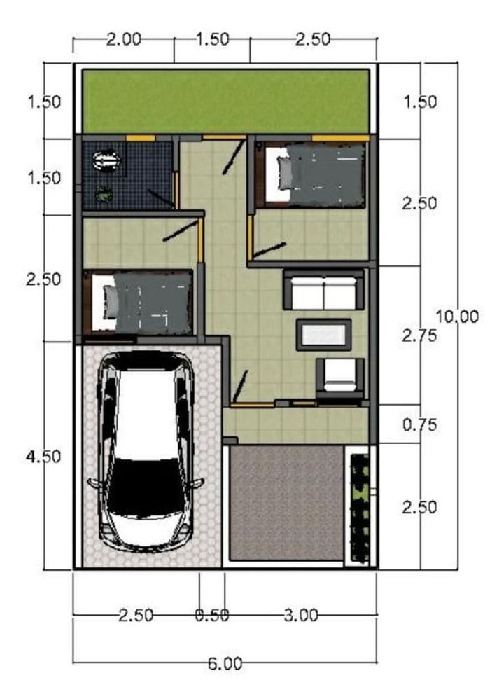 foto denah rumah tipe 30/63 perumahan Harum Praya Regency