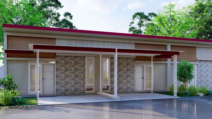 foto tampak rumah tipe 36/72 perumahan JINGGALAND CARANGKI
