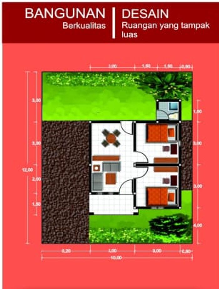 foto denah rumah tipe 36 perumahan Pesona Juata Permai II