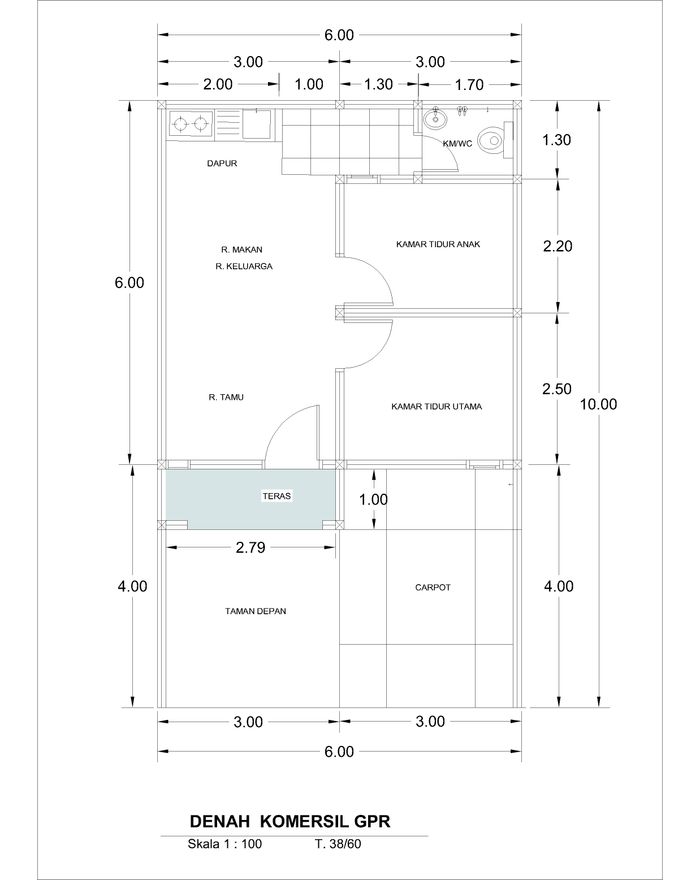 foto denah rumah tipe 38/60 C1 perumahan GRAND PANGHEGAR RESIDENCE