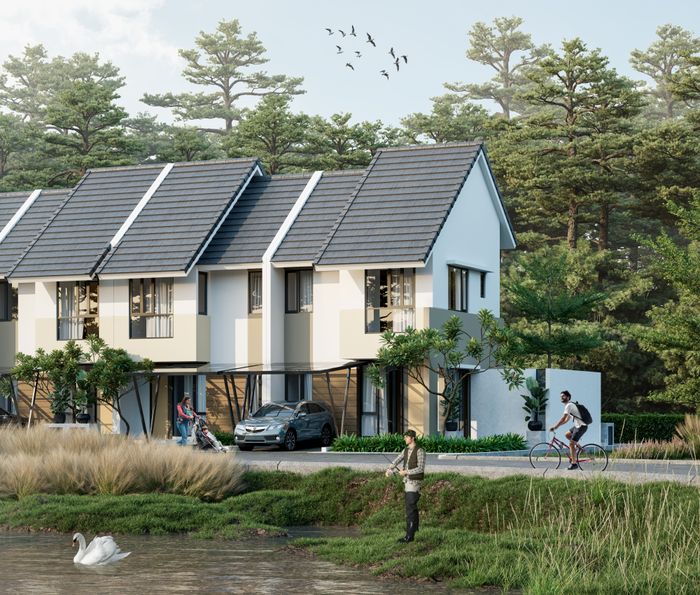 foto tampak rumah tipe BLUEBELL 803,64 perumahan Mutiara Gading City Cluster Okwood