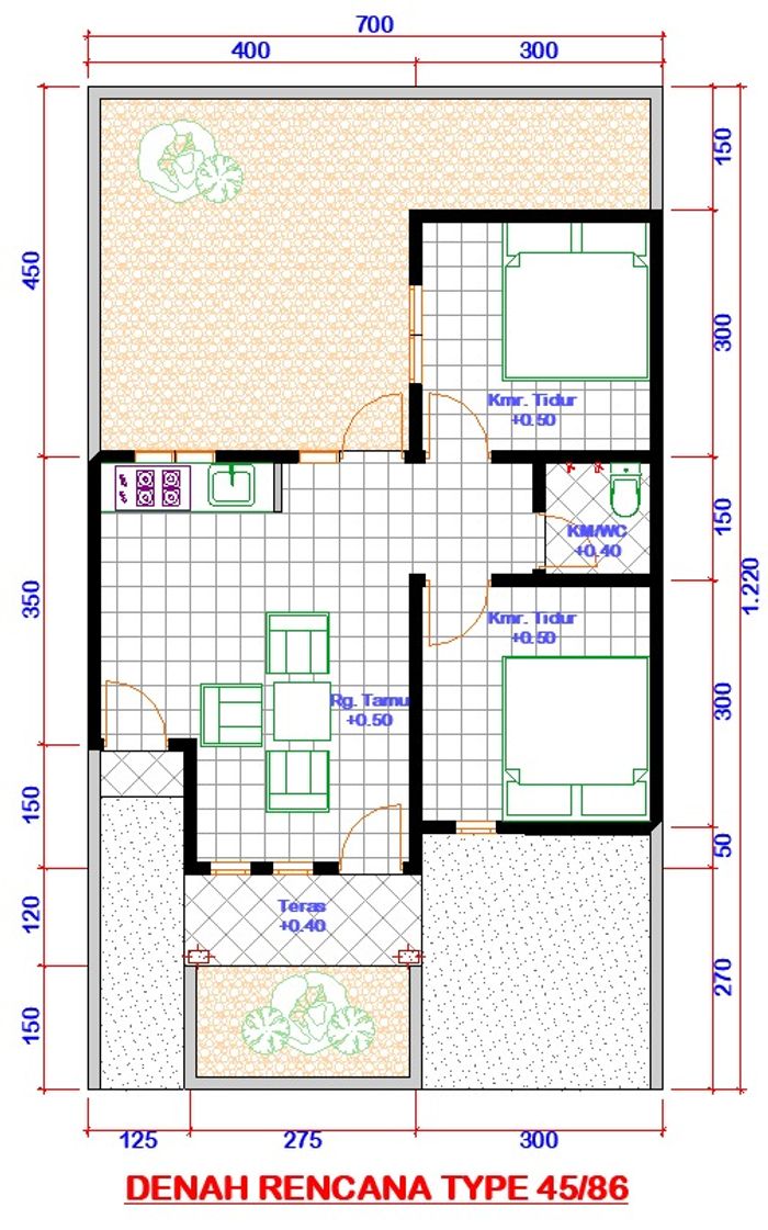 foto denah rumah tipe 45 perumahan Griya Tiara Arum 2