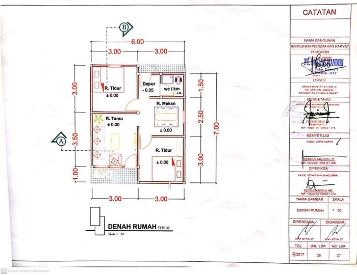 foto denah rumah tipe 42 perumahan BUKIT EMAS WEKATIMUN 2