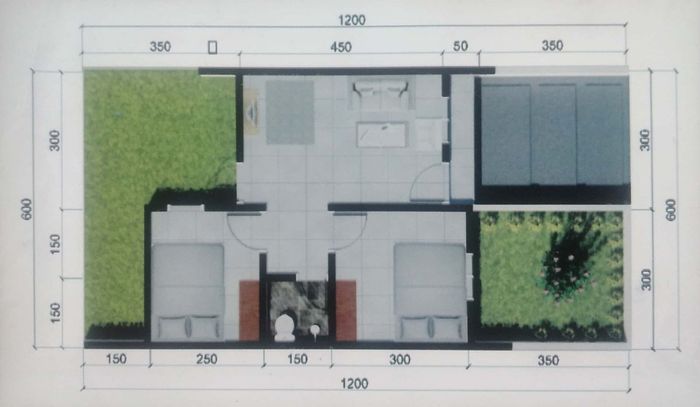 foto denah rumah tipe 36/72 perumahan MUTIARA JUNGJANG KOTA