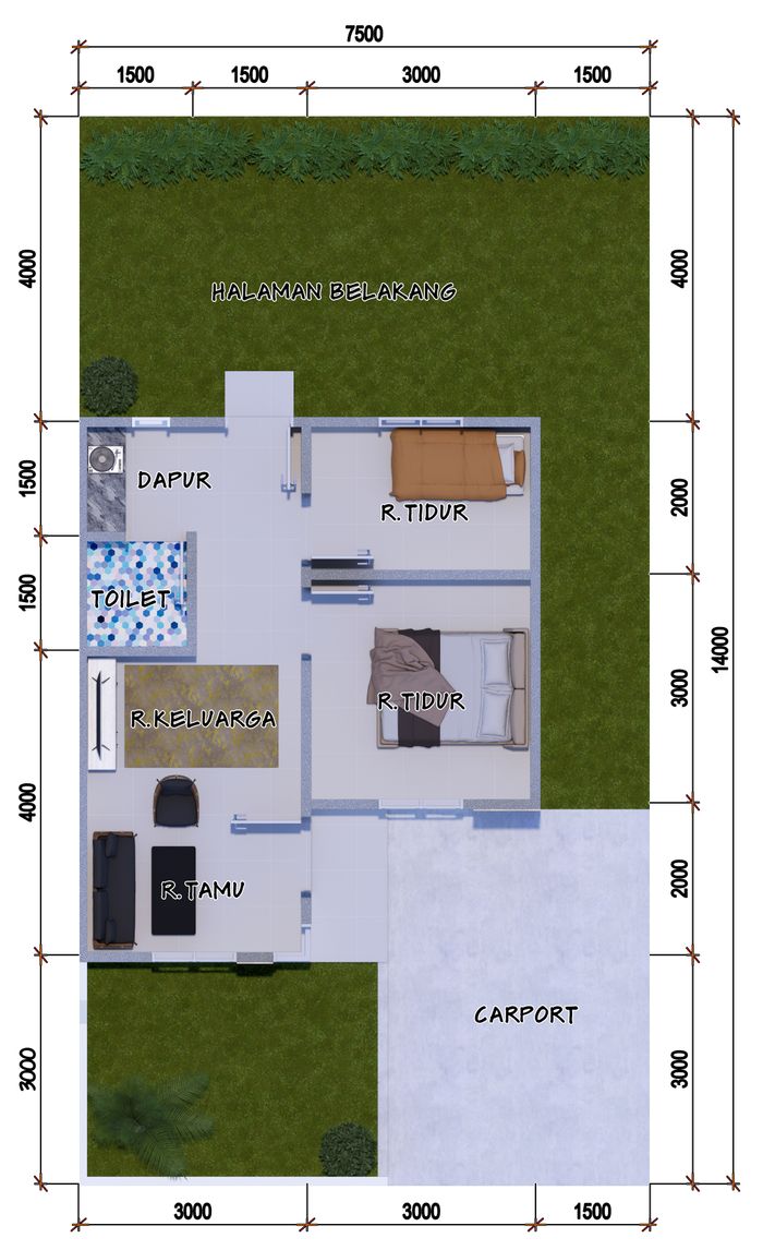 foto denah rumah tipe 36 perumahan PR 57 REGENCY