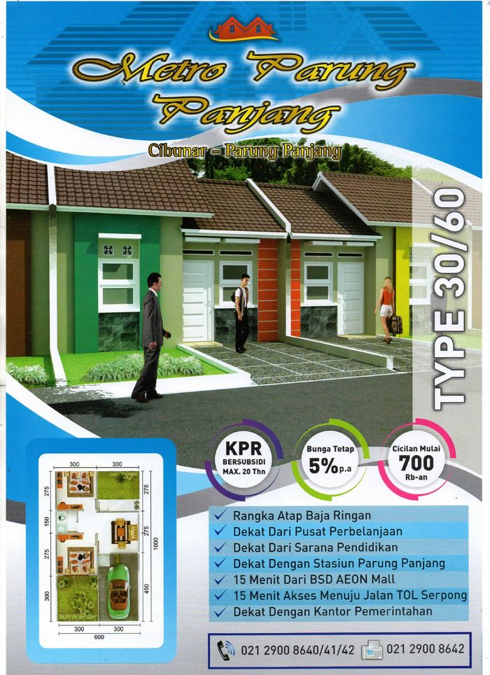 foto denah rumah tipe 30/60 perumahan Gerbang Indah Cisoka