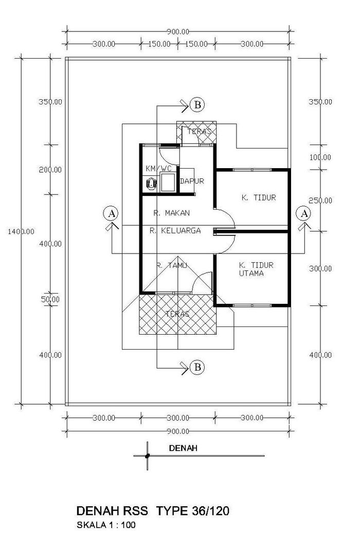 foto denah rumah tipe 36/120 perumahan GRAHA PRAJA PERMAI