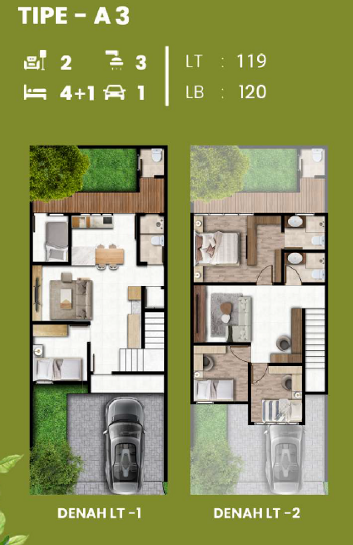 foto denah rumah tipe A13 perumahan LOTUS JASMINE
